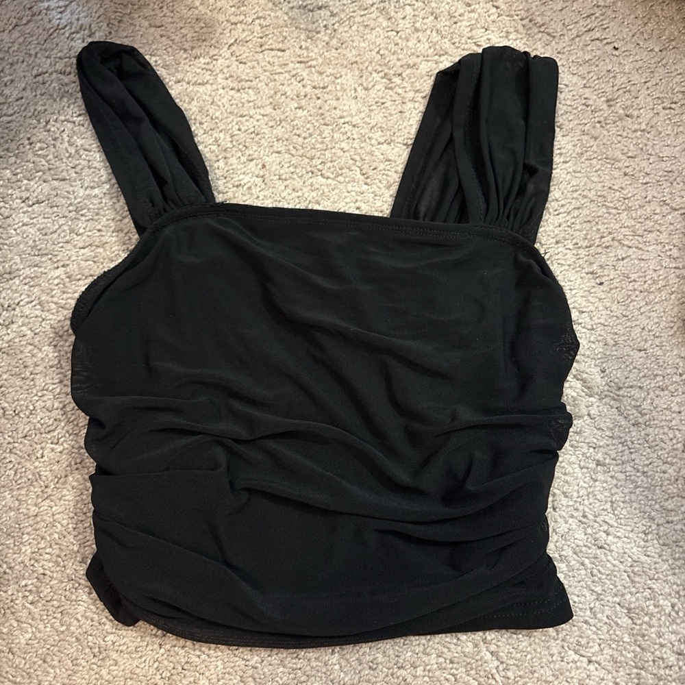 SHEIN Black Square Neck Crop Tank